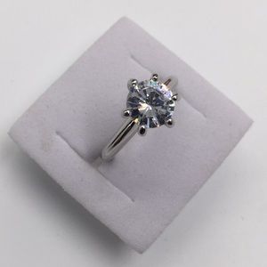 2 CARAT AAA CUBIC ZIRCONIA STAMPED SILVER Size 7